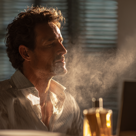 man using perfume as scent trigger