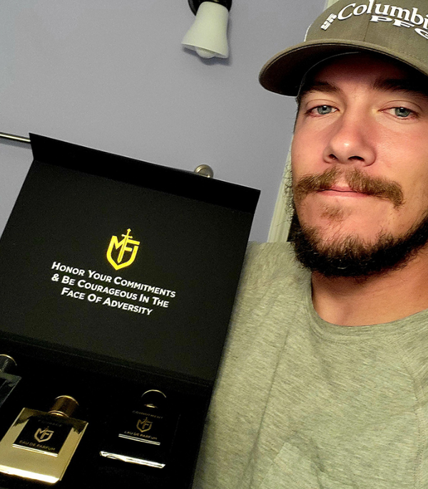 A Mission Fragrances customer with the set