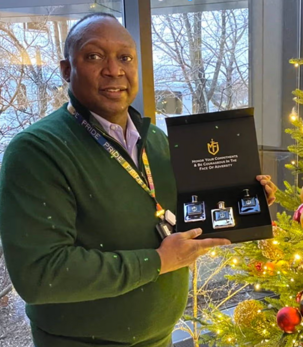 David Snyder with his Mission Fragrances set