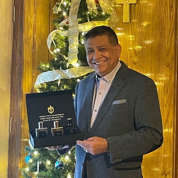 A Mission Fragrances customer with the set