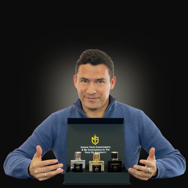 Antonio Centeno, founder of Mission Fragrances, with the Mission presentation case
